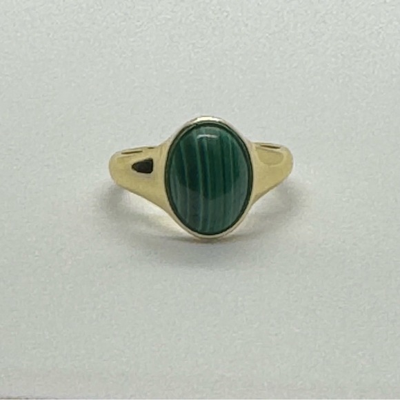 Gorjana New Size 8 18k Gold Plated Brass Lou Malachite Green‎ Gemstone Ring - Picture 4 of 6